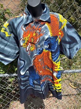 Men’s Graphic Dragon Joker Button Down Shirt